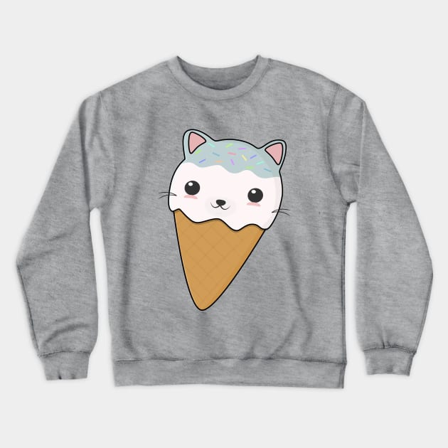 Cute Cat Ice Cream Cone T-Shirt Crewneck Sweatshirt by happinessinatee